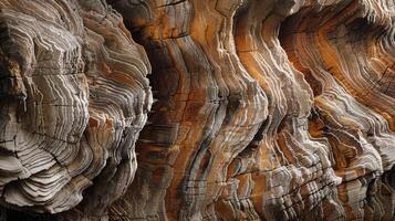 Deep weathered ridges and valleys in the wood creating a unique texture and adding to the overall weathered look photo