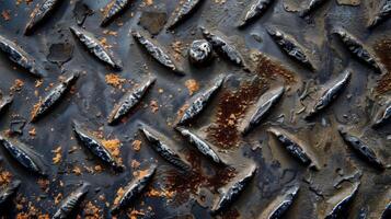 The rough gritty texture of this diamond plate metal evokes a sense of strength and durability photo