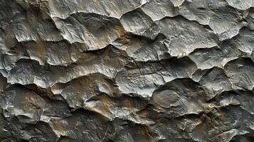 An uneven hammered texture with deep grooves and ridges hinting at a past life as a functional and utilitarian object before becoming tarnished and forgotten photo