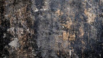 Darkened stains and faded colors give this industrial carpet a muddled and blotchy texture marking its years of use in a hightraffic area photo