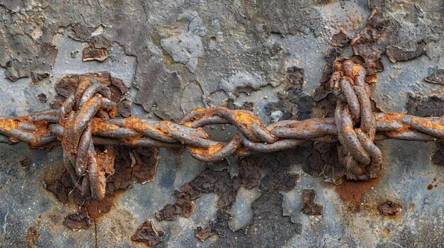 In the crevices of the wire flakes of rust gather creating a gritty textured effect that evokes a sense of decay and neglect photo