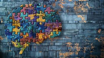 An artistic depiction of a brain with a few puzzle pieces missing representing the potential for hope and improvement through treatment and therapy photo