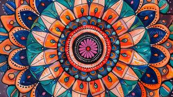 A series of handdrawn mandalas each unique in its geometric patterns and colors created by individuals with dementia photo