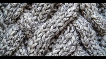 Knitted intricacy In this closeup the intricate patterns of knitted wool are highlighted with rows and rows of interlocking stitches creating a tactile and visually interesting texture photo