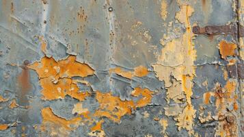 A closeup of the scratched metal reveals patches of rust and deep grooves creating a weathered and aged appearance photo
