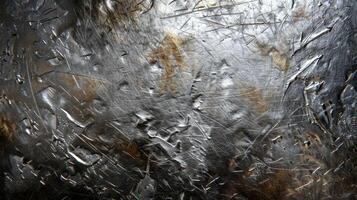 The rough surface of the metal is contrasted by the smooth shiny scratches that run in random directions creating a mesmerizing visual effect photo