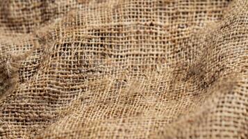 A closeup of the natural tan color of burlap with a mix of darker and lighter tones creating a rustic weathered appearance photo