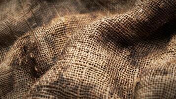 The co and rugged feel of burlap with raised knotted areas and tered specks of dirt and debris photo