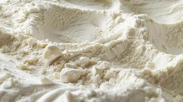 A textured image of flour shows a mixture of large and small grains creating a heterogeneous feel photo