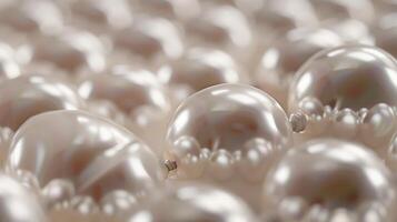 A string of perfectly matched pearls each one plump and flawless with a satiny finish photo