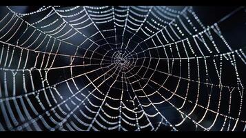 A closeup of a silky spider web showcasing the strength and intricacy of the silky strands that make up its delicate structure photo