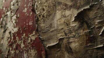 As the wallpaper peels away it reveals glimpses of a hidden mural underneath hinting at a story waiting to be uncovered photo