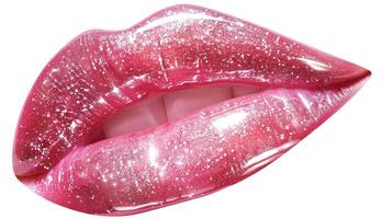 A sparkling pink lip gloss with a glossy and creamy consistency that catches the light and enhances the natural shape of the lips photo