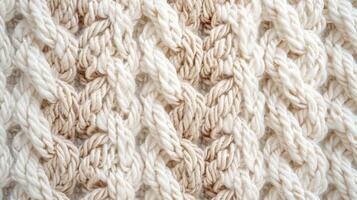 A textured crochet stitch resembling tiny twisted ropes in varying shades of cream and beige photo