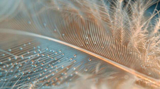 A macro image of a feather pattern with delicate and feathery strands creating a soothing and calming texture photo