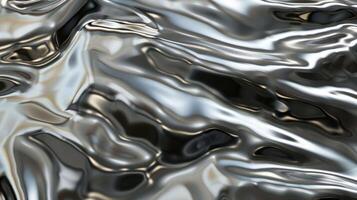 A smooth and sleek metallic surface with a mirrorlike reflection making it seem almost liquid and fluid photo
