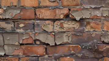 Deteriorating grout A detailed shot of a brick wall with deteriorating grout between the bricks creating a unique texture and pattern on the surface photo