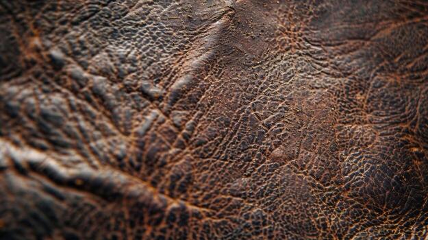 A detailed image of a scratched and scuffed leather surface with visible sc marks and variations in texture photo
