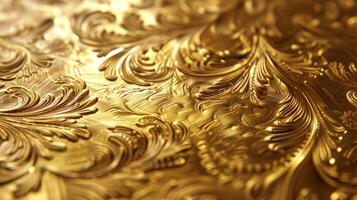 An upclose view of brushed gold displaying its intricate pattern and hinting at its unparalleled value photo