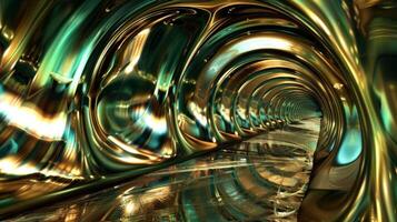 Distorted Vision The closeup view of a reflective mirror reveals a warped and distorted reflection reminiscent of a funhouse mirror photo