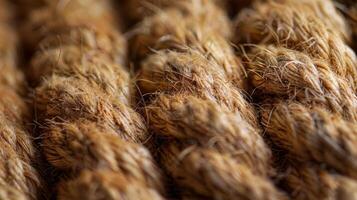 The rough texture of the rope contrasts against the smoothness of the twisted fibers creating an interesting tactile experience photo