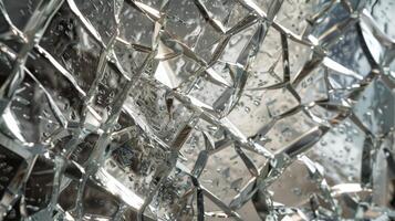 Cracked Crystal The reflective surface of a mirror resembles that of a cracked crystal with sharp lines and intricate patterns photo