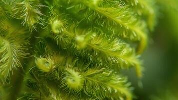 Soft Green Fuzz Up close the fronds of a fern appear to be covered in a soft fuzzy layer of deep green photo