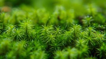 A closer look reveals the intricacies of the mosss bright green color and the soft feathery texture of its tiny leaf s photo