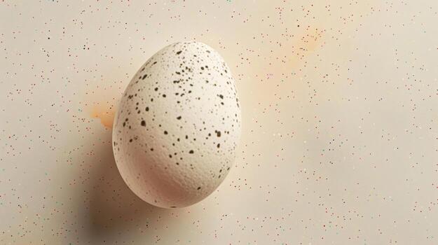 The speckled pattern seems to fade out towards the edges giving the eggshell a gradient effect from vibrant speckles to a plain white surface photo