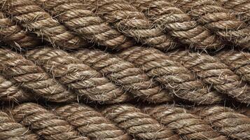 Despite its weathered appearance this rope still maintains a strong sy texture with interwoven fibers creating a durable and resilient hold photo