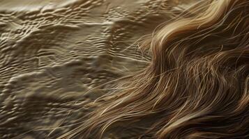A snapshot of a section of hair showcasing delicate loose waves that resemble gentle ripples on a calm pool photo