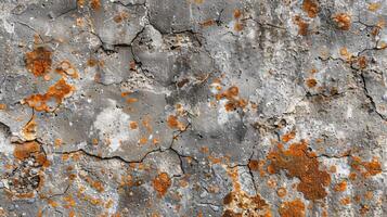 Pitted and weathered concrete with tered specks of rusted metal photo