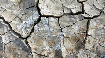 A network of cracks and crevices covers the surface giving it a weathered and aged look photo