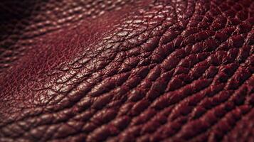 A closeup view of a burgundy vinyl with a pebbled surface resembling weathered leather and adding a touch of ruggedness to the material photo