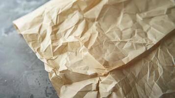 Tiny folds and creases give the paper bag an elegant roughness as if it has been carefully crafted by hand photo