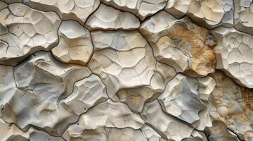 Intricately layered pebbles in shades of beige and grey forming a rugged path full of bumps and crevices photo
