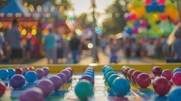 Indistinct image of people participating in games and contests at a community fair photo
