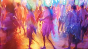 Hazy scene of a colorful festival capturing the excitement and energy of the cultural performances photo