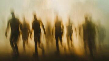 Indistinguishable figures running together in a charitable blur photo