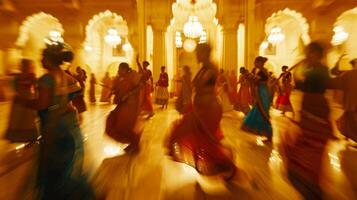 Defocused scene of a cultural dance creating a sense of mystery and intrigue photo