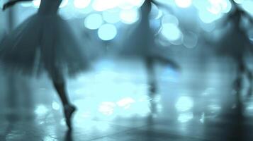 The soft focus adds a touch of mystery and enchantment to the ballet rehearsal photo