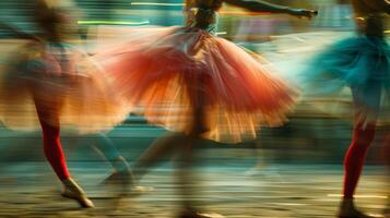 Blurred forms of tutus and tights blending together in a beautiful symphony photo