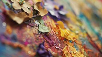 A mix of colors and textures meld together in a defocused view of a scrapbooking class photo