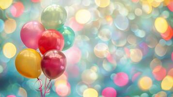 Defocused balloons floating in the air adding a touch of whimsy and playfulness to the festivities photo