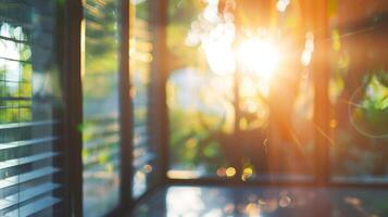 The defocused glow of natural light filtering through the windo photo