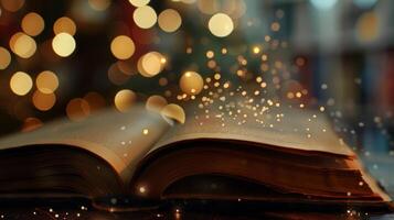 The librarys background of hushed whispers and rustling pages photo