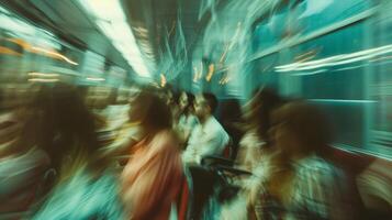Vague shapes of people swaying back and forth in their seats photo