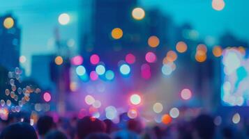 The concert merges seamlessly into the city with defocused structures adding to the energy photo