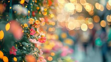 Dreamlike blurs of flowers and visitors create a magical ambiance at the festival photo