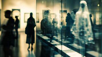 Ghostly figures observe the carefully curated displays in the museum exhibit photo